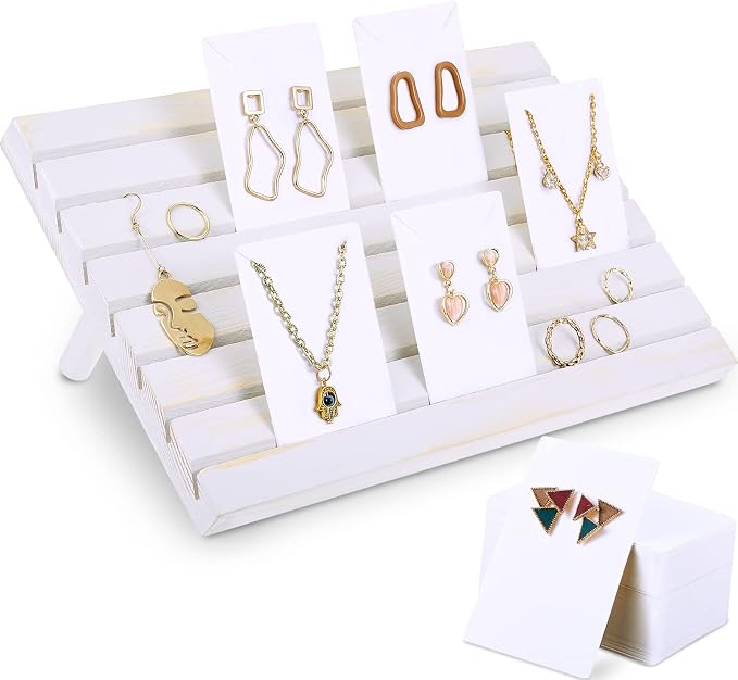 Blulu 31 Pack Wooden Earring Display Stand 7 Slots jewelry Display Holder by Blulu