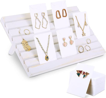 Blulu 31 Pack Wooden Earring Display Stand 7 Slots jewelry Display Holder by Blulu