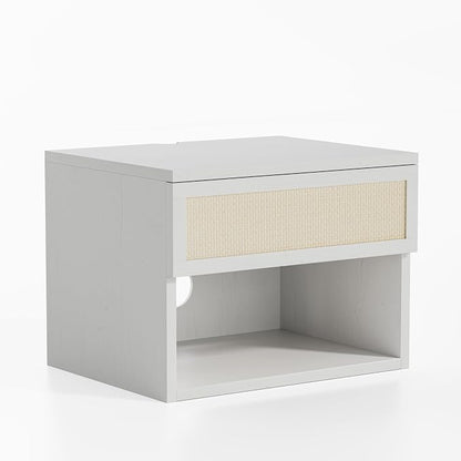 Rattan Floating Nightstands Set of 2, Wall Mounted End Table - Image 8