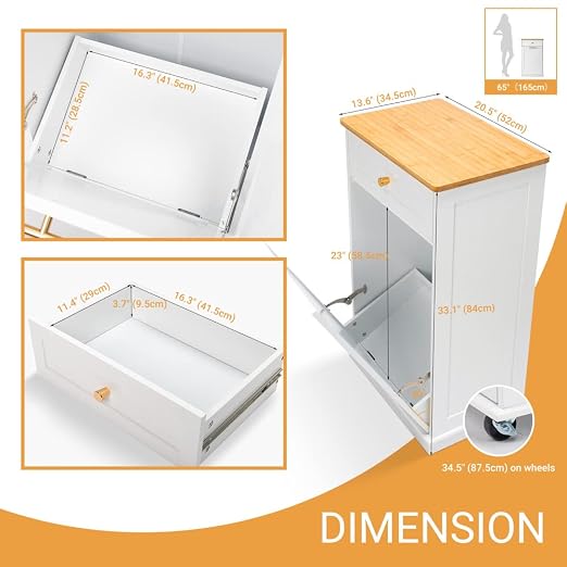 VINGLI Tilt Out Trash Cabinet, Garbage Can Cabinet - Image 8