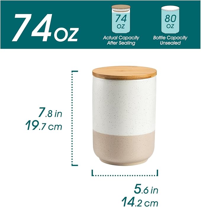 vancasso Sabine Large Ceramic Canister - 74 oz Kitchen Food Storage Jar - Image 2