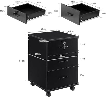 File Cabinet with Lock 3 Drawer Mobile Filing Cabinet with 360° Swivel Wheels - Image 3