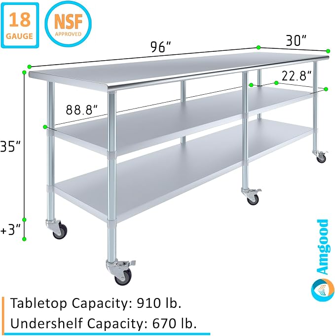AmGood Stainless Steel Work Table - Image 3