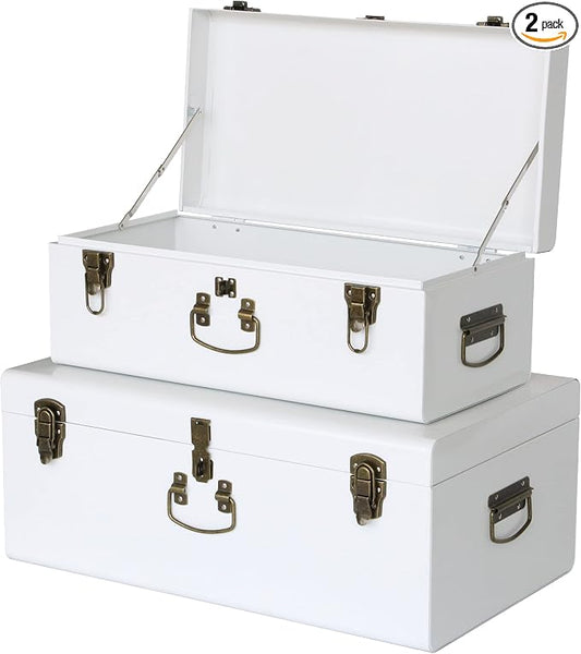 Vixdonos Decorative Metal Box Storage Trunks Set of 2 College Dorm Chest by Vixdonos