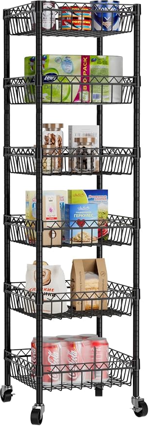 6 Shelves Storage Shelf Wire Closet Bathroom Organizers Metal Pantry Kitchen by Golpart