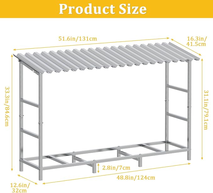 LIANTRAL 4ft Firewood Rack Outdoor - Image 2