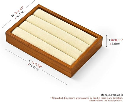 Solid Wood 3-Slots Jewelry Ring Display Tray Showcase Small Jewelry Display - Image 6