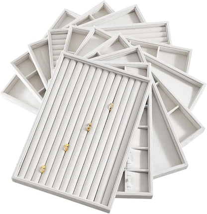 Velvet Stackable Jewelry Display Tray, 24 Grid Earring Ring Storage Tray - Image 8