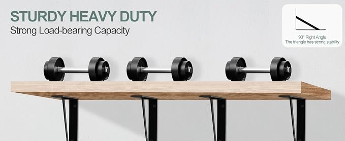 6 Pack L16 x H 10" Black Heavy Duty Shelf Brackets - Image 9