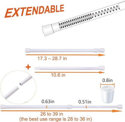 2 Pack Small Tension Rods 26 in to 39 Curtain Rods Window Rods in Extendable - Image 2