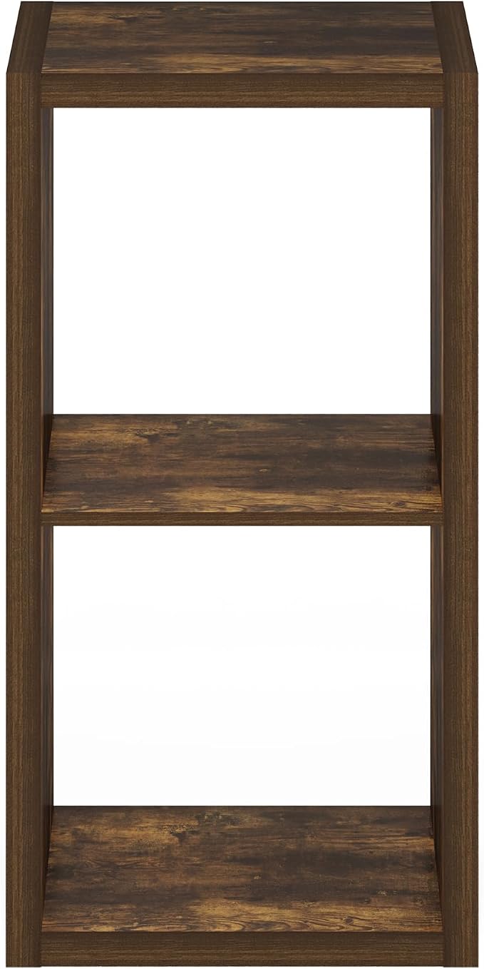 Furinno Cubicle 2-Cube Book Shelf, Extra Thick Frame Bookshelf, Amber Pine | - Image 10