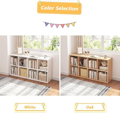 NELYE 8 Cube Organizer Bookcase Oak Open Shelf | Suitable - Image 5