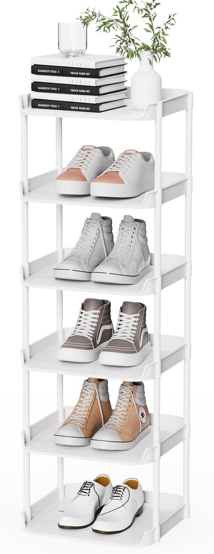 6 Tier Narrow Shoe Storage Rack, Compact Single Shoerack Stand by StorageOrganizersforHome