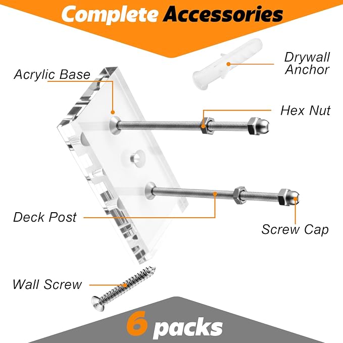 6 Pcs Skateboard Wall Mount Clear Acrylic Floating Skateboard Hanger - Image 2