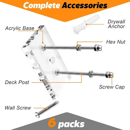 6 Pcs Skateboard Wall Mount Clear Acrylic Floating Skateboard Hanger - Image 2