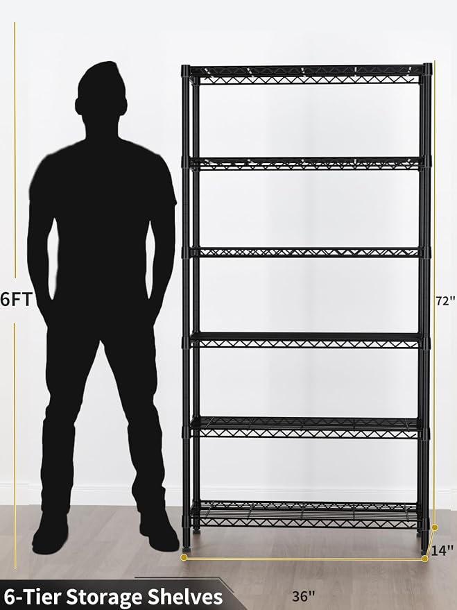 6 Tier Adjustable Storage Shelves, Heavy Duty Metal Utility Shelf 1500LBS - Image 3