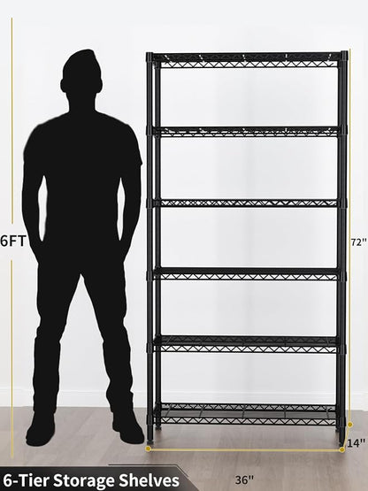 6 Tier Adjustable Storage Shelves, Heavy Duty Metal Utility Shelf 1500LBS - Image 3