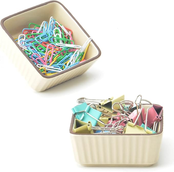 Ceramic Set 2, Square Dispenser/Organizer/Holder by MONOSUGO