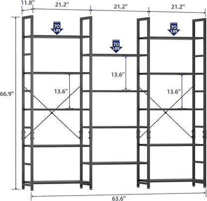 NUMENN Triple 5 Tier Bookshelf, Wide Book Shelf - Image 2