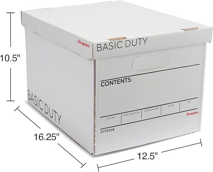 STAPLES Corrugated File Box Lift Off Lid, Letter/Legal Size - Image 6