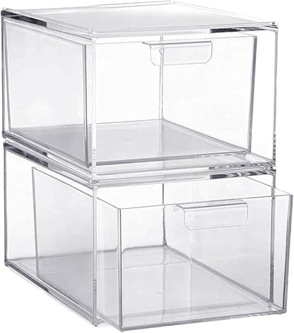 Clear Stackable Storage Drawers, 2 Pack Acrylic Drawers Desk Organizers Makeup by Unknown
