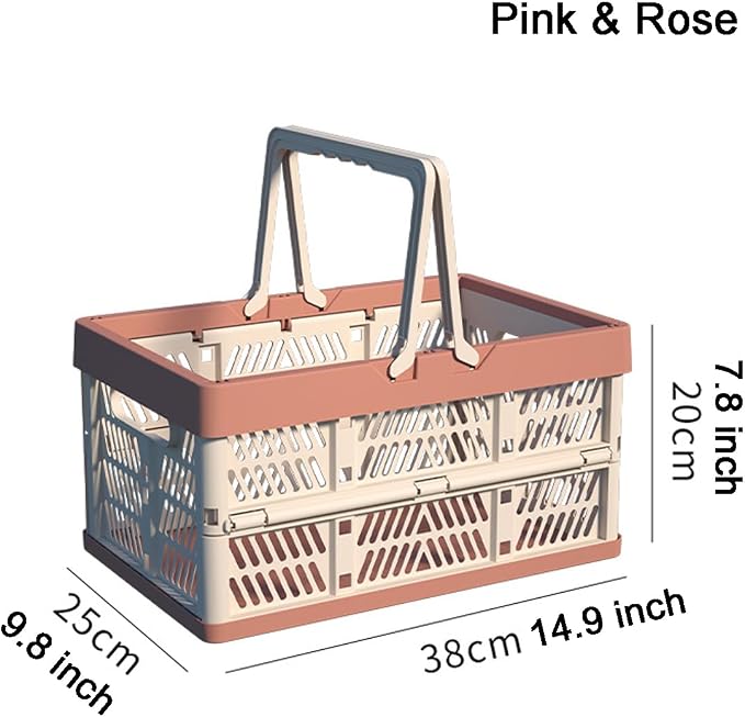 Foldable Handle Storage Crate Bin - 20L Collapsible Plastic Crate Stacking - Image 2