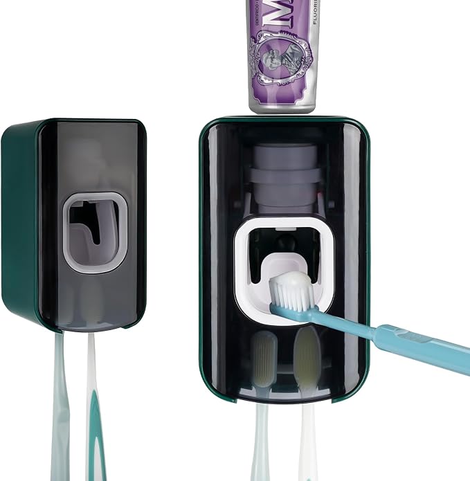 2 Slot Toothbrush Holder and Toothpaste Dispenser Wall Mounted, Automatic - Image 7
