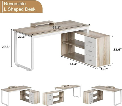 55 Inch Reversible L Shaped Computer Desk - Image 2