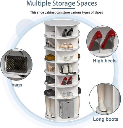 7 Tier Rotating Shoe Rack Tower, 360° Round Rotating Storage Tower, Living Room - Image 3