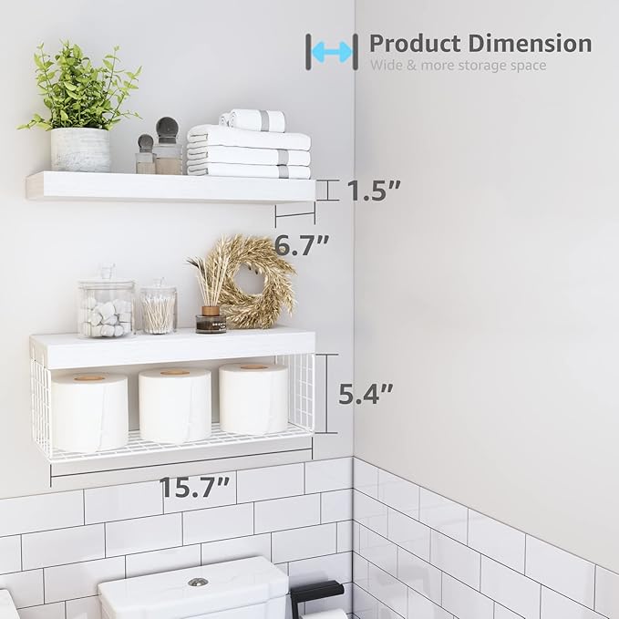 QEEIG White Bathroom Shelves Over Toilet - Image 3