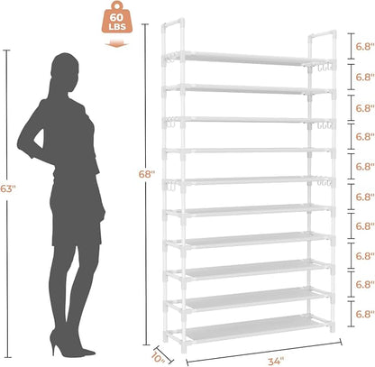 LANTEFUL Tall Shoe Rack 10 Tier Shoe Organizer Large Shoe Shelf - Image 3