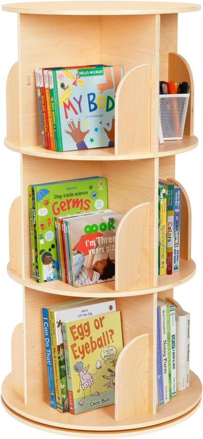 OOOK Kids Rotating Bookshelf, 3 Tier Corner Bookshelf - Image 4