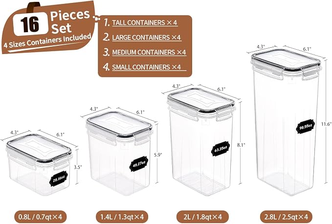 PRAKI Airtight Food Storage Containers Set, Flour & Sugar - Image 2