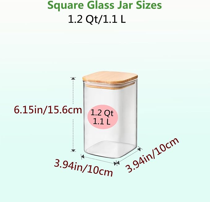1.2 Qt Square Glass Storage Containers - Image 2