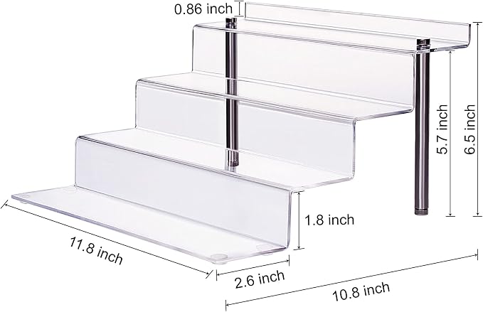 Acrylic Riser Shelf 4 Tier Clear Display Stand - Image 3