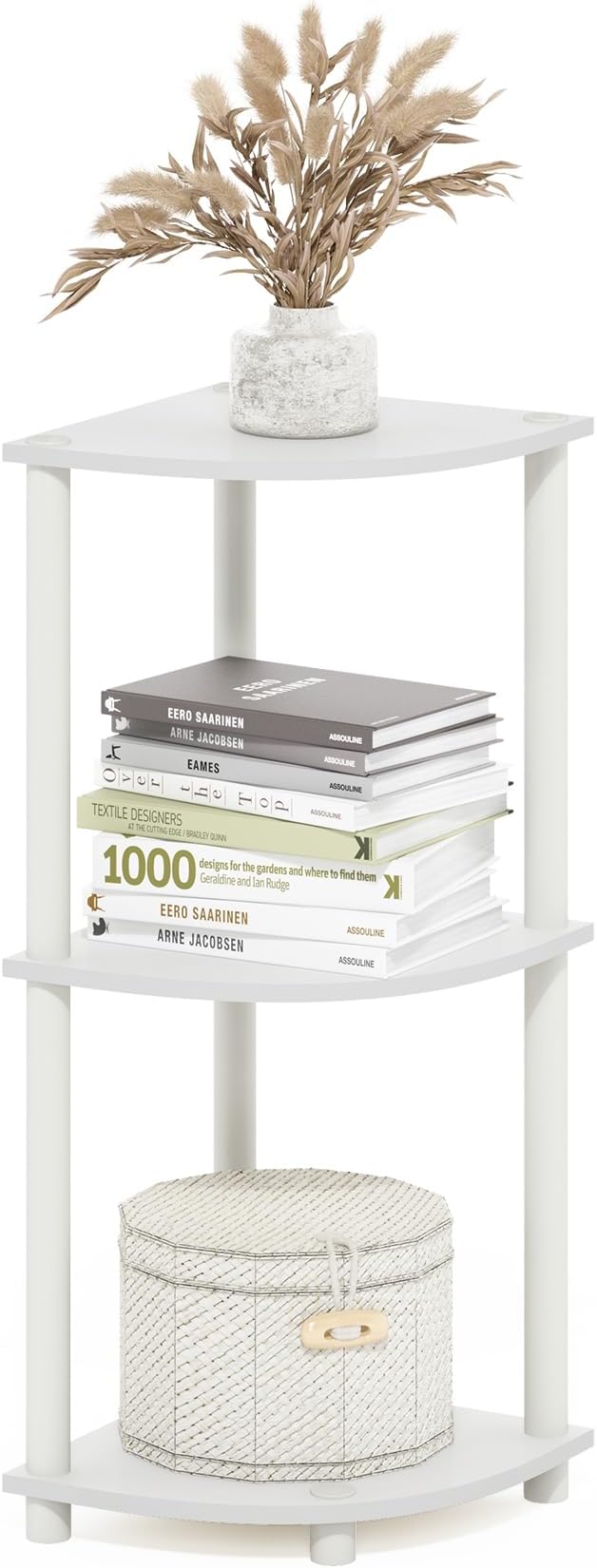 Furinno Turn-N-Tube Corner Shelf, 3-Tier Corner Bookshelf, Display Storage by Furinno-FitsYourSpaceFitsYourBudget