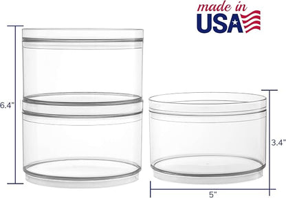 STORi Bella Stackable Clear Plastic Container Round Vanity Storage Organizers - Image 5