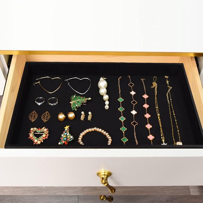 Velvet Jewelry Tray for Drawers Black Jewelrys Display Tray Stackable Jewelry - Image 8