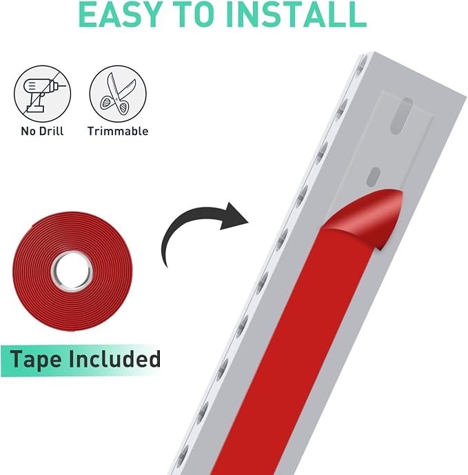 Updated White Cable Raceway Kit, 77 inch Open Slot Wire Covers - Image 6