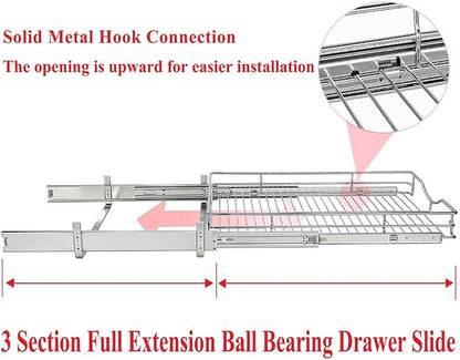 DINDON 1 Tier Pull Out Cabinet Organizer Heavy-Duty Metal Sliding Drawer Shelf - Image 7