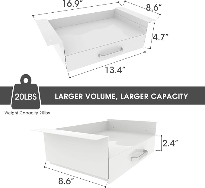 GOME White Under Desk Drawer Storage - Image 2