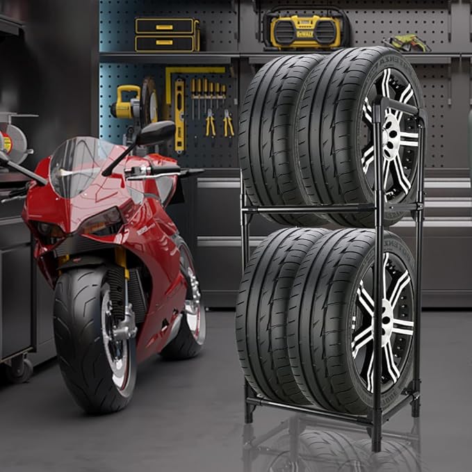 Tire Rack, Tire Storage Rack Stand Garage Storage Shelf Organizer | Rolling - Image 2