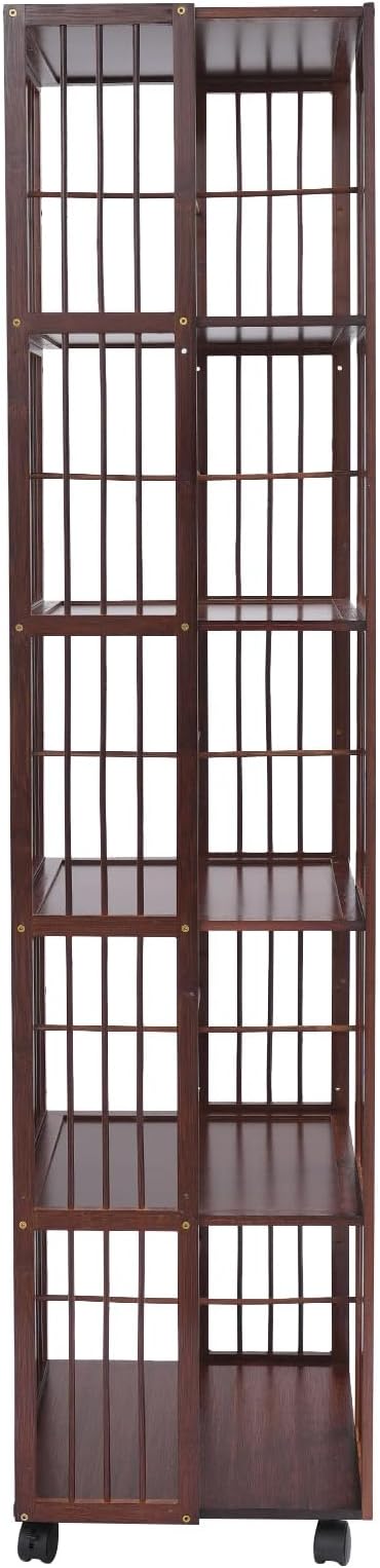 Rotating Bookshelf Tower, 360 Display 6 Tier Spinning Bookcase, Bamboo by banborba