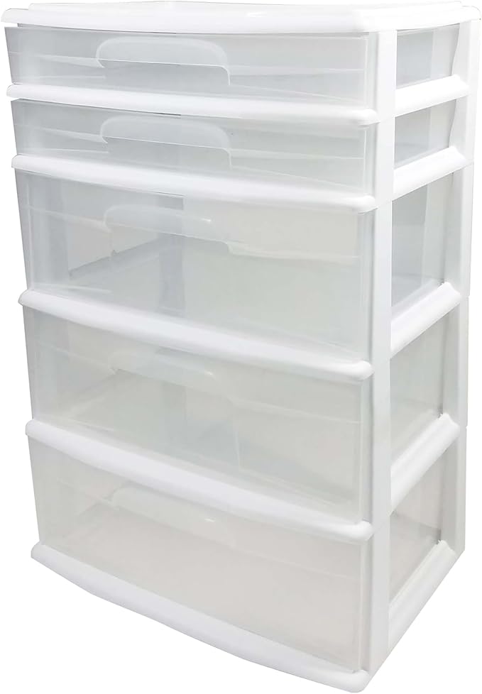 HOMZ Plastic 5 Wide Storage Tower, Home Office, and Dorm Rooms by Homz