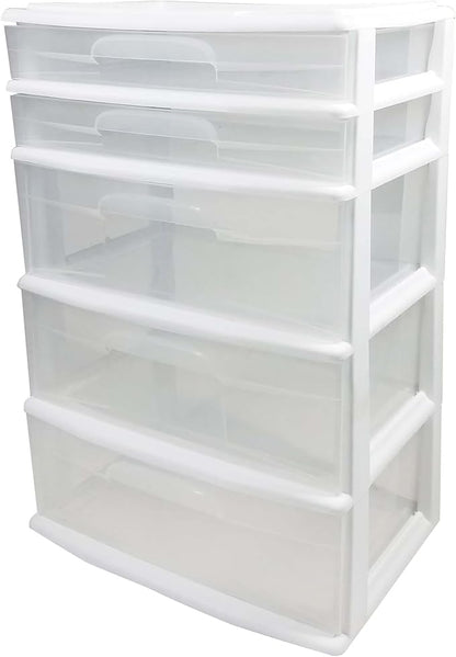 HOMZ Plastic 5 Wide Storage Tower, Home Office, and Dorm Rooms by Homz
