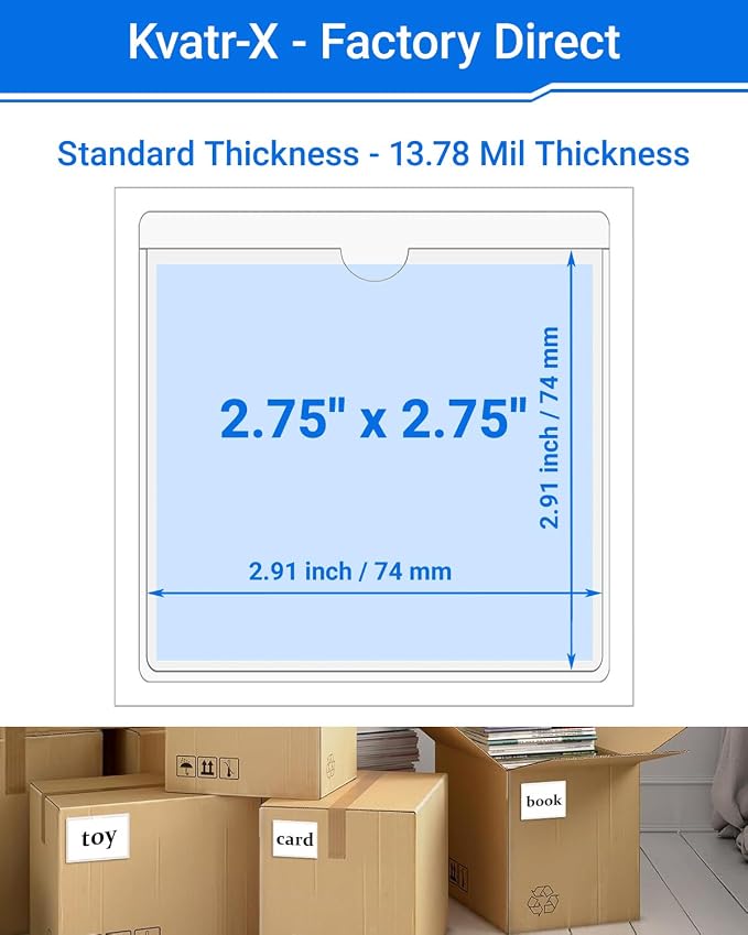 20 PCS Clear Self Adhesive Plastic Label Pockets, Top Loading Business & - Image 2