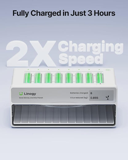 8-Slot Battery Charger Only, for AA AAA Lithium NiMH NiCd, Auto-Drop - Image 5