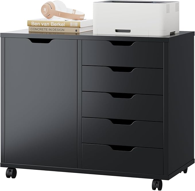 DUMOS 5-Drawer Mobile File Cabinet, Wooden Printer Stand by DumosLifestyle