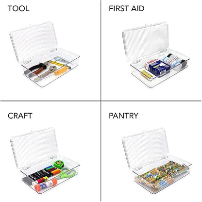 Isaac Jacobs Small Stackable Organizer Bin w Hinged Lid Clear Storage Box Home - Image 2