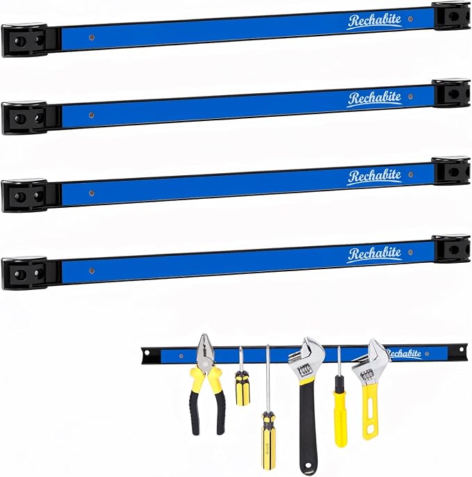 4 Pieces 18" Magnetic Tool Holder Strip, Metal Tool Organizer Rack by RechabiteMagneticTools